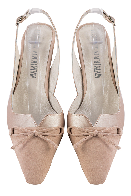 Powder pink women's elegant sneakers. Tapered toe. Low kitten heels. Top view - Florence KOOIJMAN